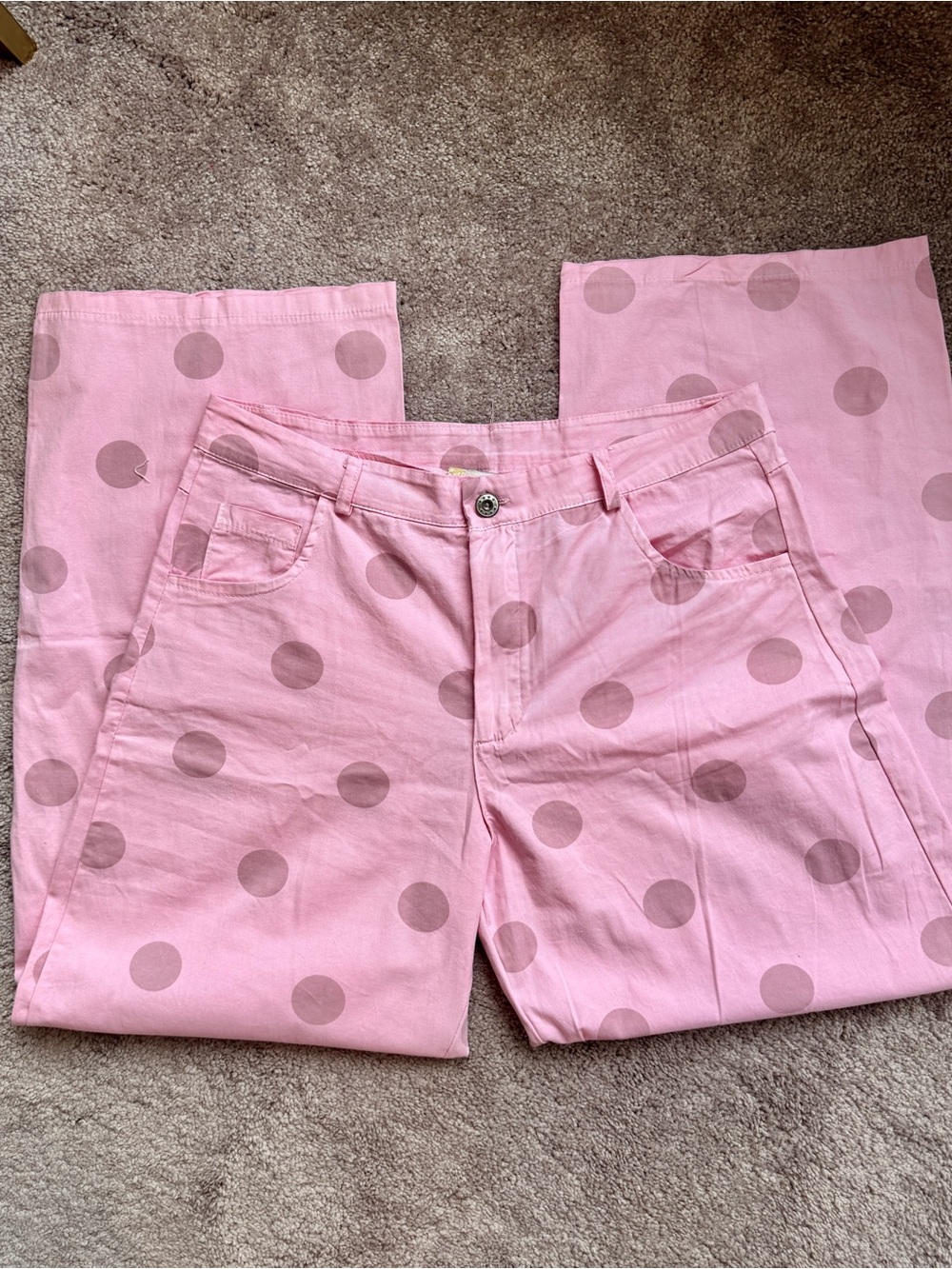 Pink Polka Dot Barrel Pants | Coquette Retro Maximalist Barrel Leg | M/L | NWT